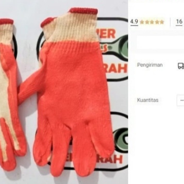 

Sarung Tangan Katun Karet Latex Proyek Safety Gloves Merah Anti Slip