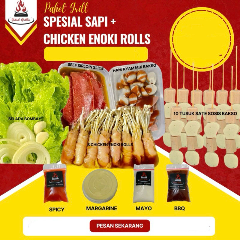 

PAKET SPESIAL SAPI + CHICKEN ENOKI (PAKET GRILL || PAKET BBQ)