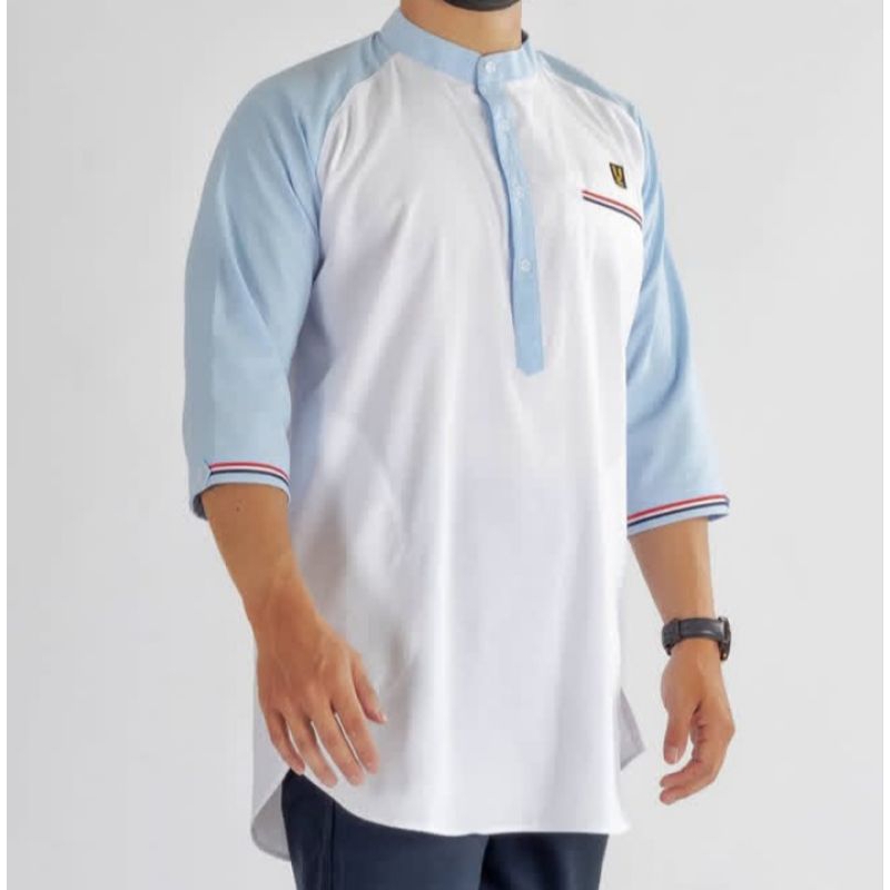 Baju KoKo Kurta Qurta Pakistan busana fashion muslim modern pria dewasa lengan pendek Uhud original
