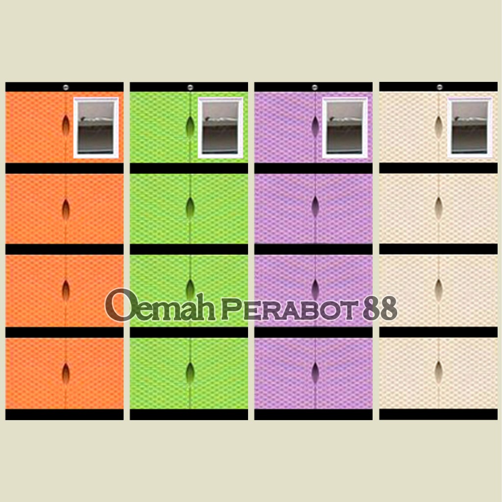 Lemari Plastik 4 Susun Tingkat Mini Kaca Cermin Kunci Kabinet Baju Pakaian Excel Rak Serbaguna BR