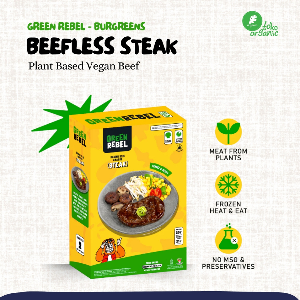 

Green Rebel Beefles Steak (300gr/3pcs) | Burgreens Plant Based Vegan Beef Steak, Vegan Friendly, Diet Friendly, Beef dari Jamur Siap Makan