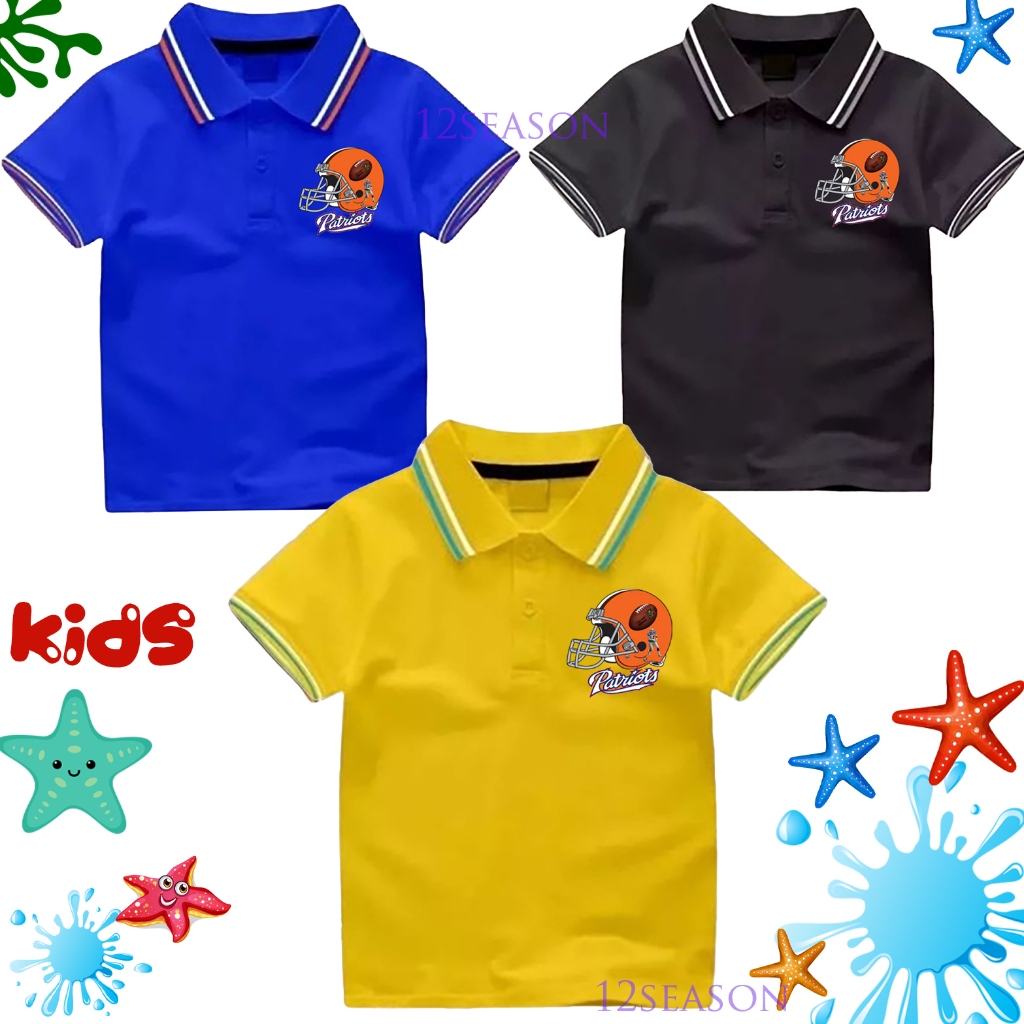 Baju Kaos Polo Anak Laki Laki Logo NFL PATRIOTS Wangki Anak Perempuan Tshirt Kaos Kerah 3-10 Tahun