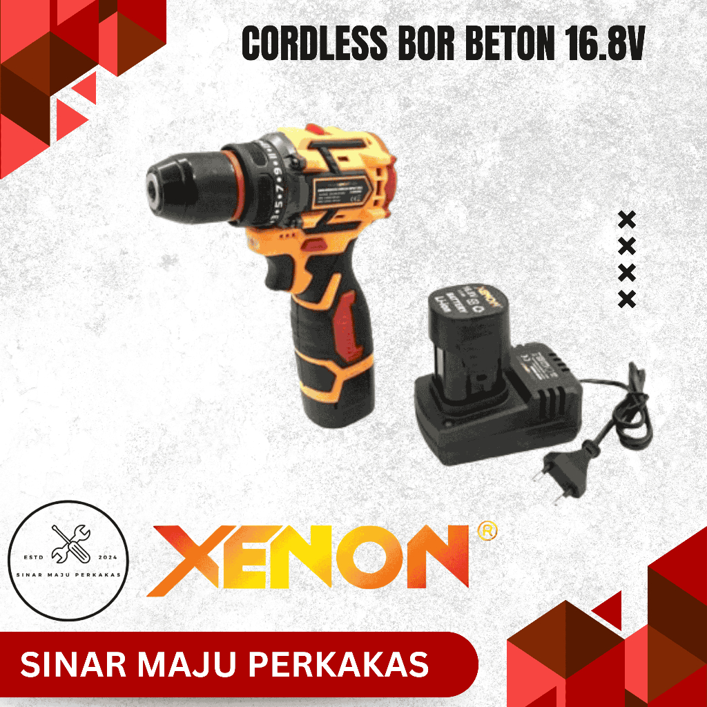 XENON CDID707N Cordless Bor Beton 16.8V Baterai Impact Drill Besi Kayu Brushless Screwdriver - CDID7