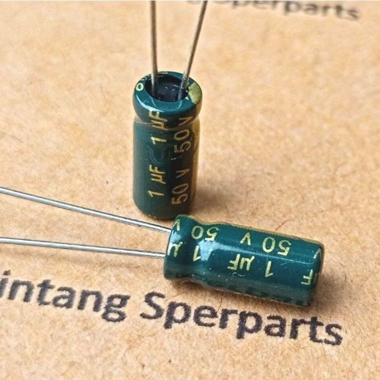 (1 BUAH) KAPASITOR ELCO 1UF 50V CAPACITOR ELCO 1UF 50V