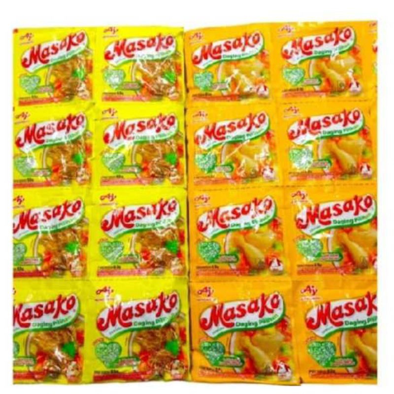 

Masako Bumbu Kaldu Penyedap Rasa Ayam/Sapi 8,5g(12 sachet)