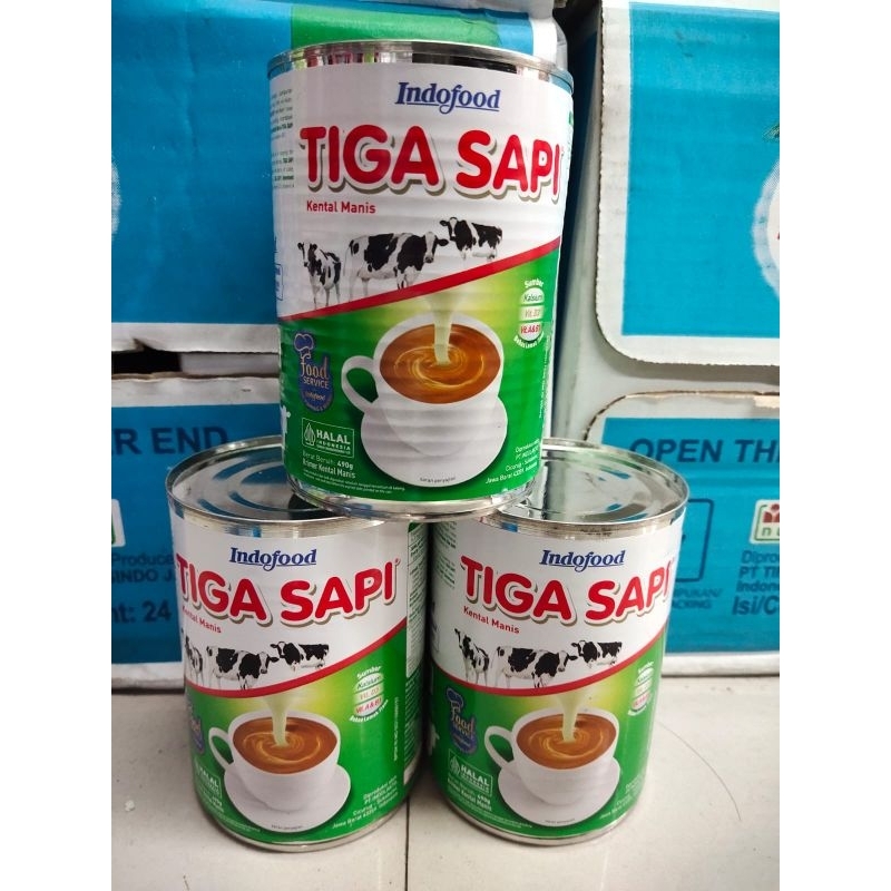 

Tiga Sapi krimer kental manis 490gr/ Susu krimer Tiga Sapi kental manis / susu Evaporasi Tiga Sapi 500gr