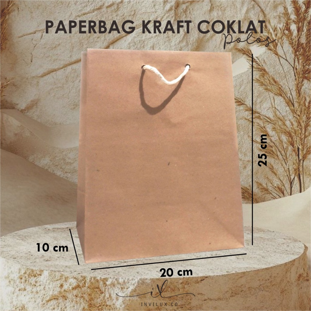 

PAPER BAG DELIMA POLOS - TAS SOUVENIR PERNIKAHAN BAHAN KRAFT UKURAN 20 x 25 x 10 CM