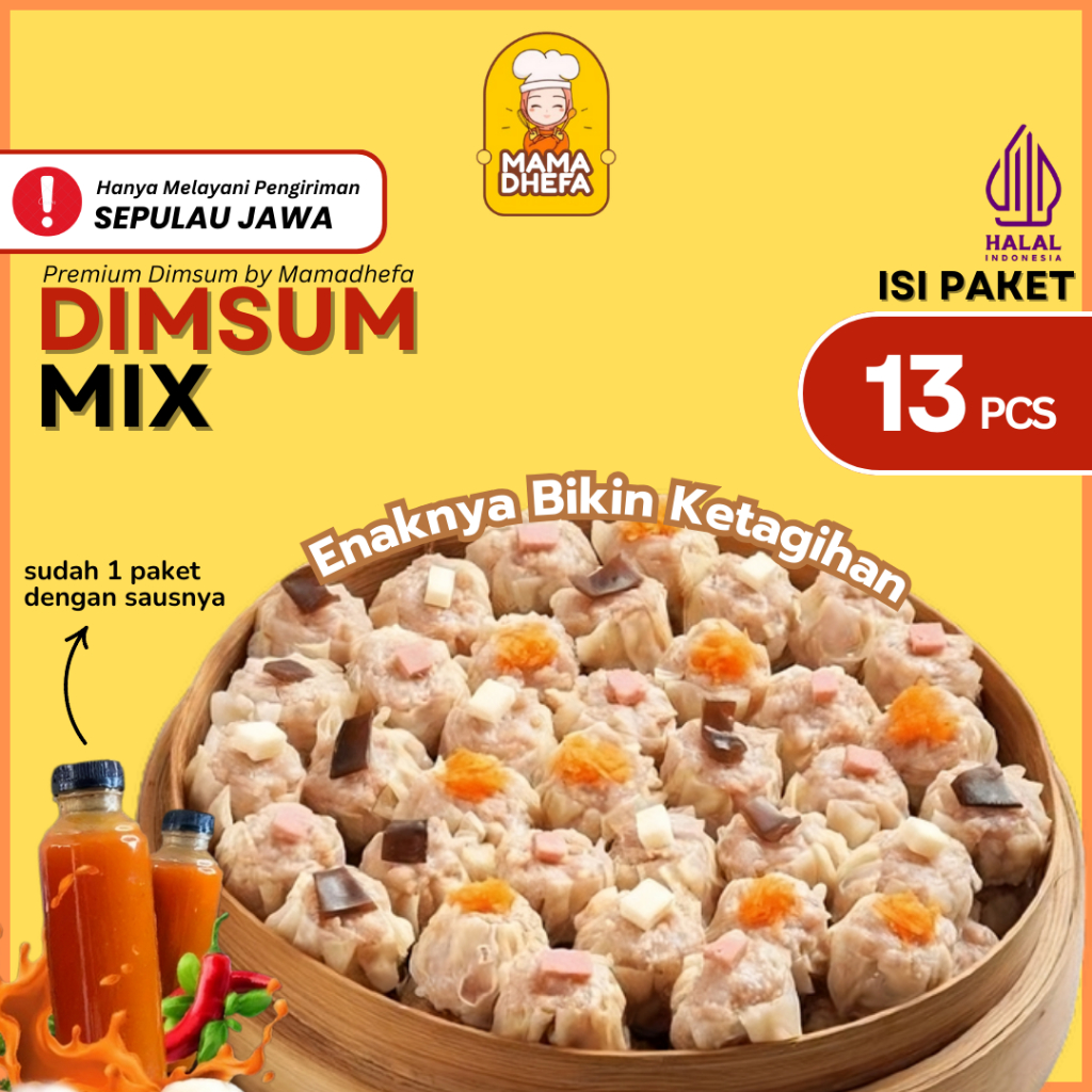 

Dimsum Isi 13 pcs Halal dengan Saus (Frozen/Fresh) PREMIUM Dimsum Mamadhefa Dimasum Ayam