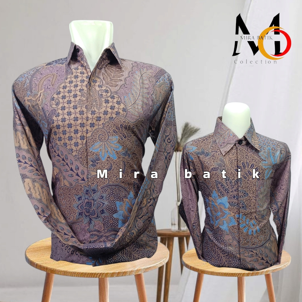 batik pasngan ayah anak warna taro bahan  katun premium / batik katun pasangan kebaya warna unggu ta