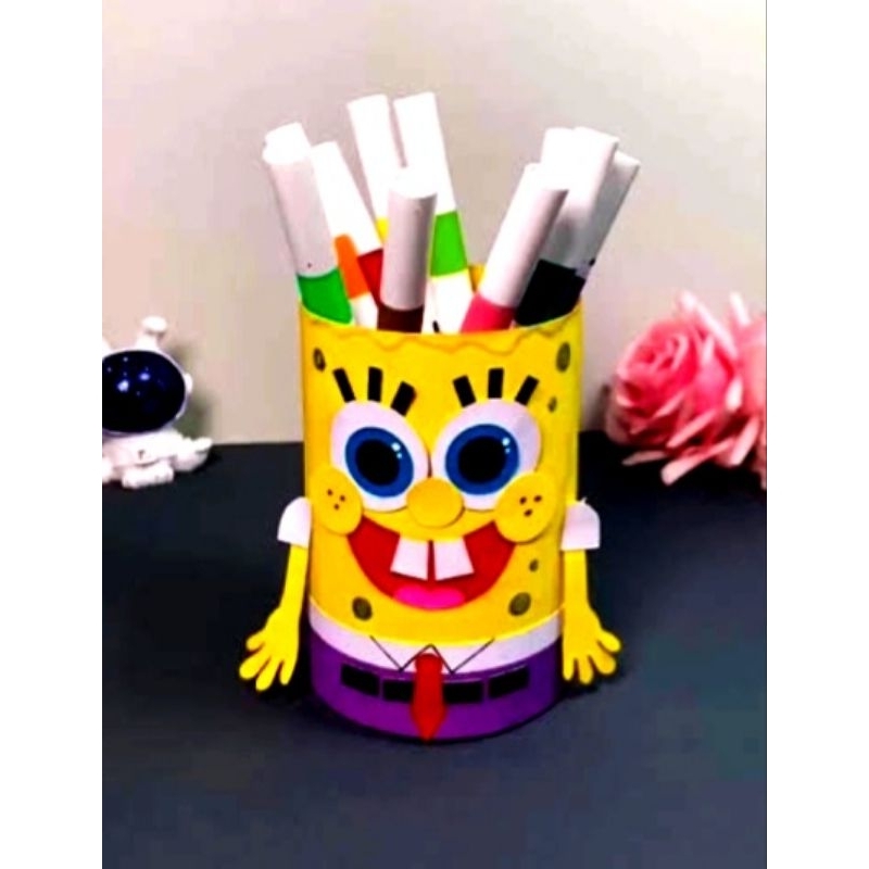 

(Ready) Tempat Pinsil Kartun Spongebob/Pulpen anak/Kerajinan kain flanel/Hiasan Meja/Hiasan Kelas/Aksesoris