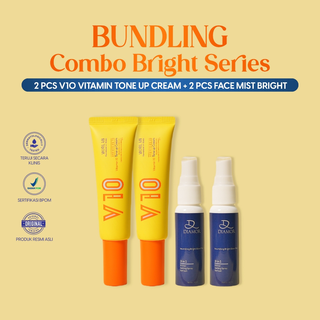 MORLAB - BUNDLING COMBO BRIGHT SERIES ( 2 PCS MORLAB V10 VITAMIN TONE UP CREAM + 2 PCS NOURISHING BR
