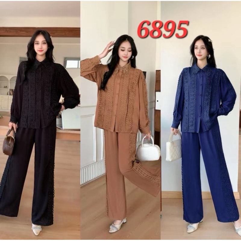 Frendi Collection | Setelan kulot bkk, one set lengan panjang renda brukat premium, setelan celana k