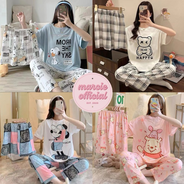 Grade Ori Piyama Wanita 3In1 / Piyama Import Dewasa / Piyama Setelan Wanita 3 In 1 / Baju Tidur
