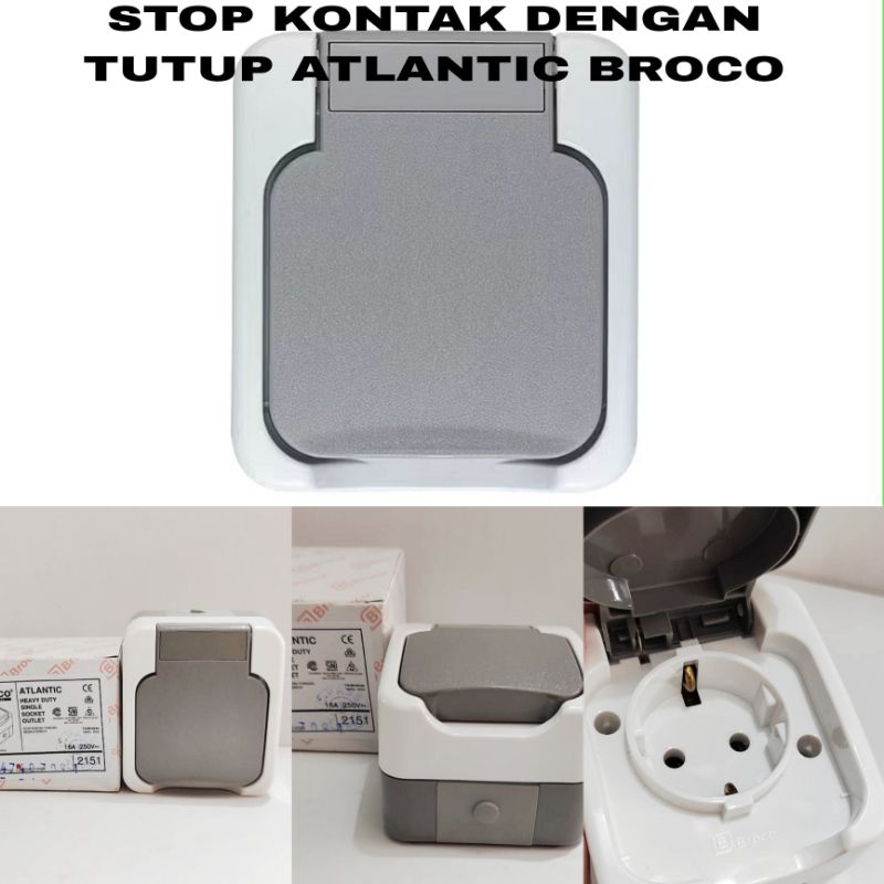 STOP KONTAK DENGAN TUTUP ATLANTIC BROCO 2151/STOP KONTAK OUTDOOR WATERPROOF BROCO ATLANTIC 2151
