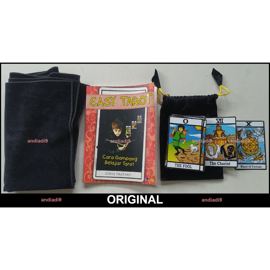 BUKU EASY TAROT CARA GAMPANG BELAJAR TAROT PLUS SET KARTU DAN KANTONG DAN KAIN ALAS