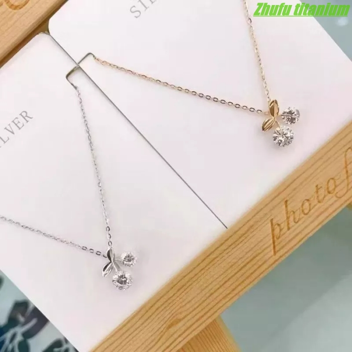 Kalung Wanita Titanium Anti Luntur kalung titanium fashion buah chery permata