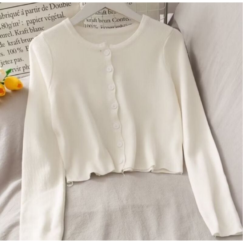 PRELOVED CARDIGAN CROP WHITE