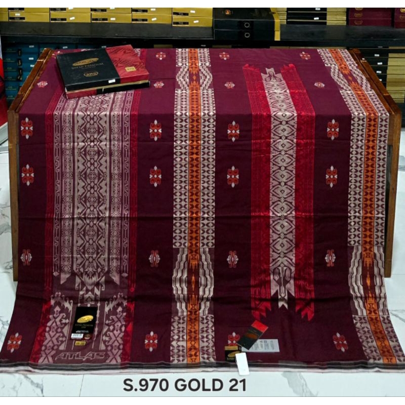 SARUNG ATLAS SUPER PREMIUM S.970 GOLD TERBARU KEMASAN BOX DAN PAPERBAG