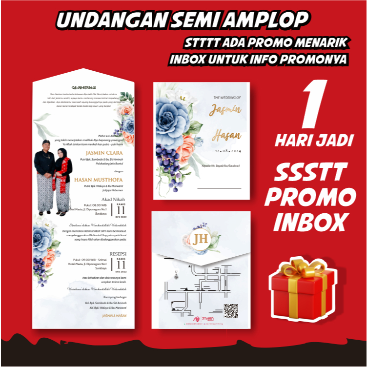 Undangan pernikahan semi amplop murah sehari jadi undangan nikah undangan elegan undangan aesthetic 
