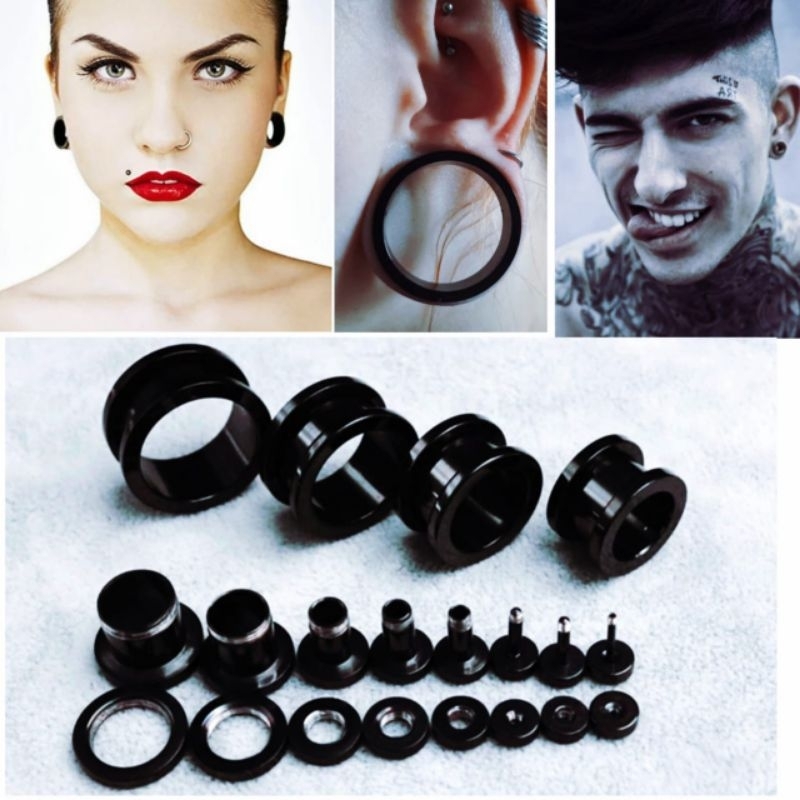 PIERCING TITANIUM HITAM / EAR PLUG TITANIUM / ANTING TELINGA / PIERCING TITANIUM / TINDIK TELINGA PI