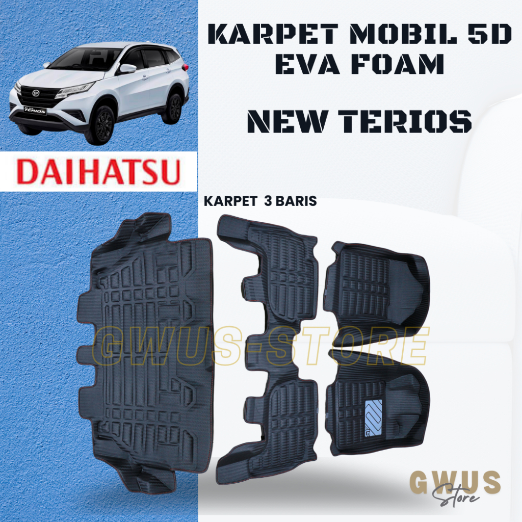 Karpet mobil 5D DAIHATSU NEW TERIOS Premium Car Mat EVA FOAM-BIG CARBON