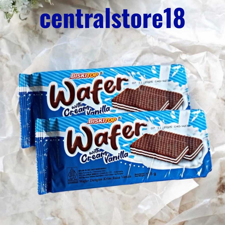 

[CS] BISKITOP WAFER CREAM VANILLA 135gr Wafer renyah berlapis cokelat vanilla