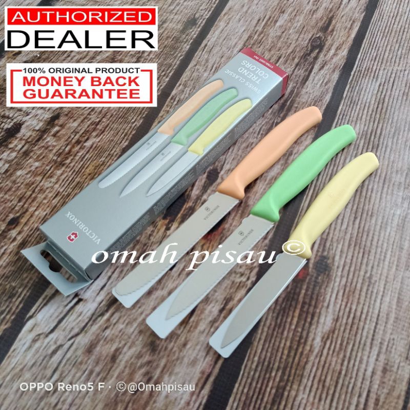 Pisau Dapur Victorinox set isi 3 warna 6.7116.34L2 super tajam original Swiss