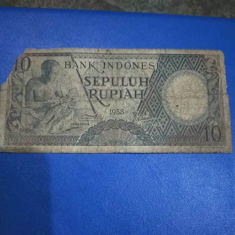 10 rupiah seri pekerja Tahun 1958