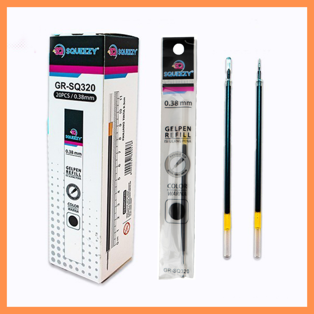 

SQUEEZY Refill ( Isi ulang ) pena hitam tinta gel 0.38mm GR-SQ320 sekotak isi 20pcs