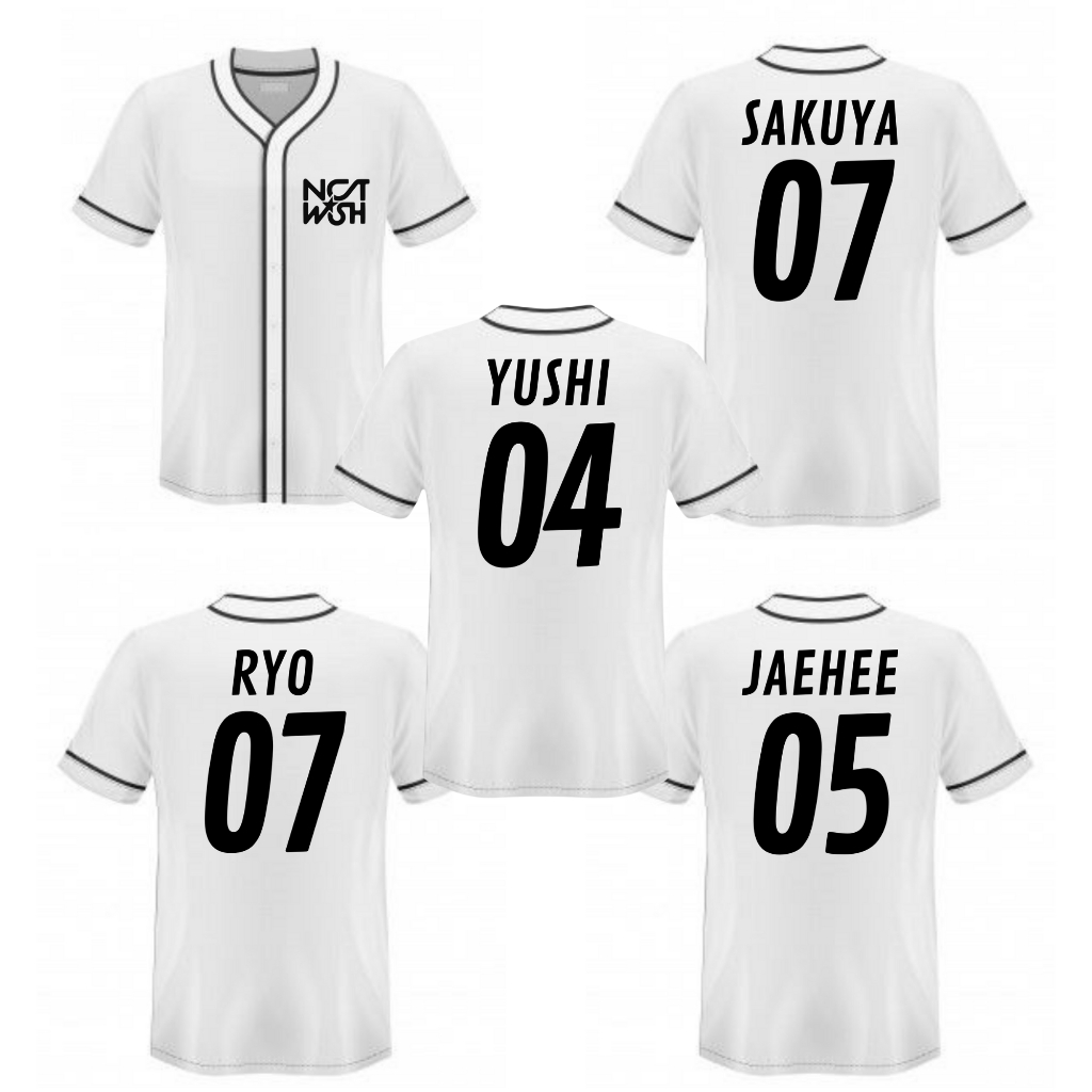 Jersey baseball kpop nct wish korea sakuya riku yushi sion jaehee jungmin korean baju olahraga atasa