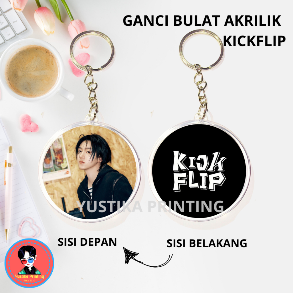 (GANCI BULAT) Gantungan Kunci KickFlip Kyehoon, Amaru, Donghwa, Juwang, Minje, Keiju, dan Donghyeon