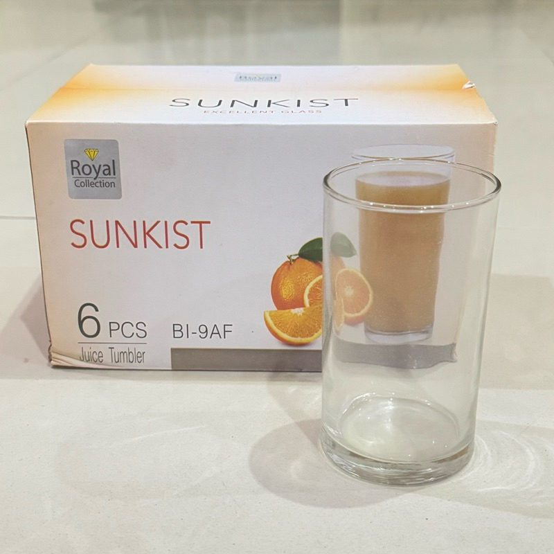Satu Set Gelas Kaca Polos Tinggi Sunkist Juice Tumbler isi 6