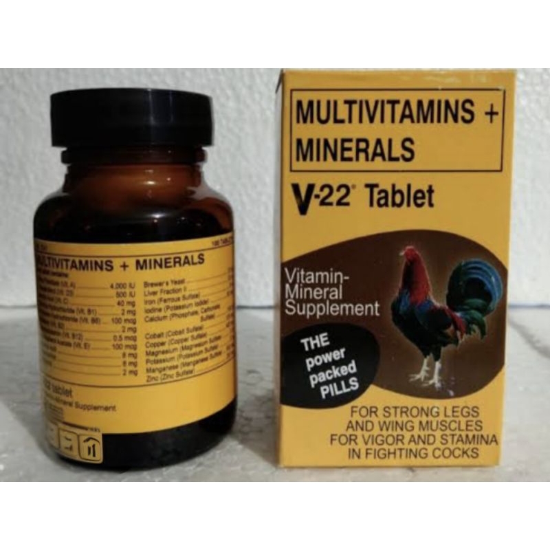 V-22 Vitamin suplemen ayam piliphins/Bangkok penguat kaki sayap stamina agresif ayam 25 butir