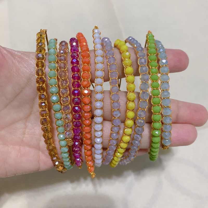 Gelang Tali Macrame Giok Metalik Kristal