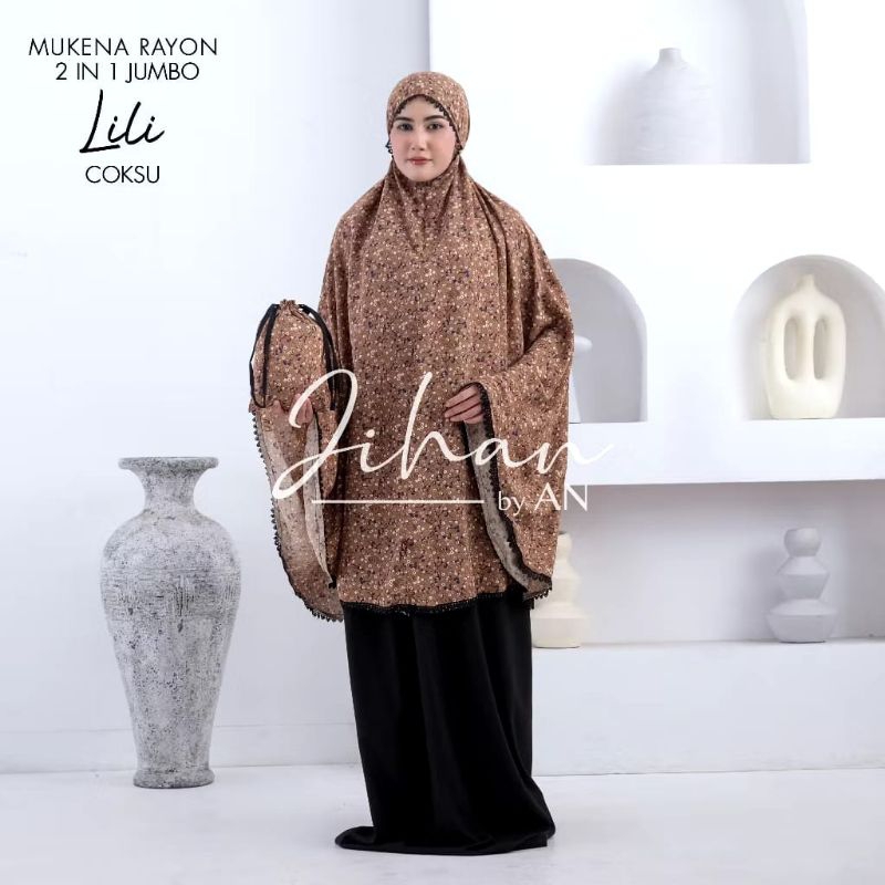 mukena rayon traveling motif 2 in 1 mukena dewasa