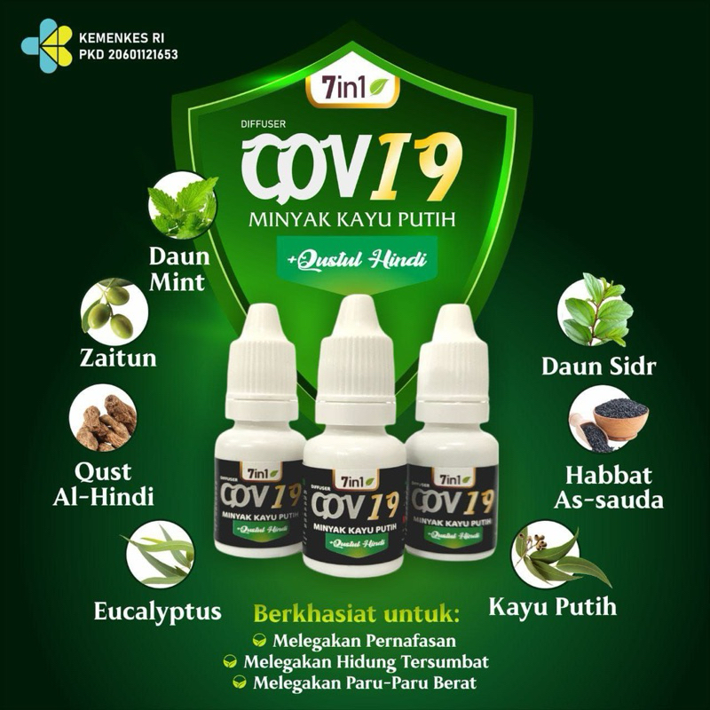 Minyak Cov-19 QUSTHUL HINDI OIL + Kayu Putih (Herbal Tetes Pelega Sesak Nafas)