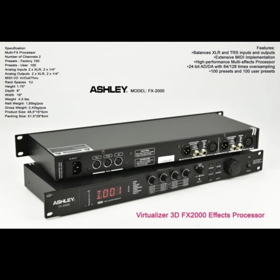 Efek Vocal Processor Ashley FX -2000 / FX2000 -- Virtualizer 3D - Original