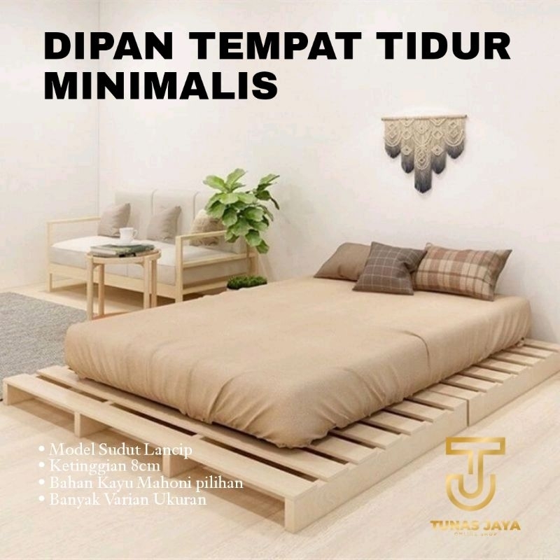 DIPAN KASUR MINIMALIS ALAS LANTAI TEMPAT TIDUR KAYU LESEHAN 140X200//160X200//90X200  AESTHETIC
