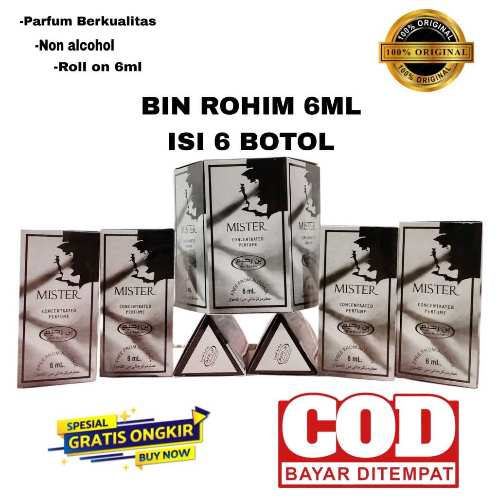 Parfum Roll On 6ml Paket Usaha Mister 6 Botol / Perbox / 1Box Merk Bin Rohim