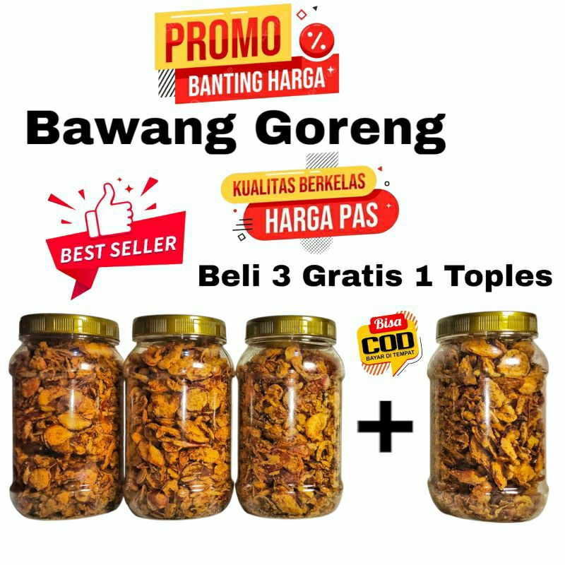 

Bawang Goreng Asli Brebes Beli 3 Toples Gratis 1 Toples