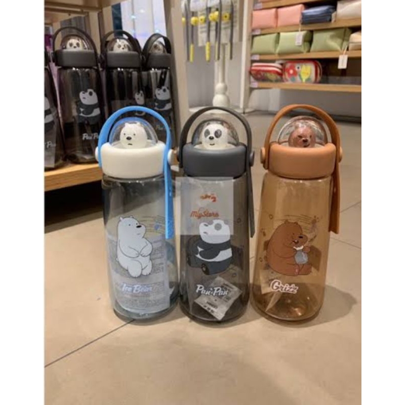 Miniso X We Bare Bears Bottle Water Collection | Miniso Botol Plastik Ice Bear Panpan Grizly