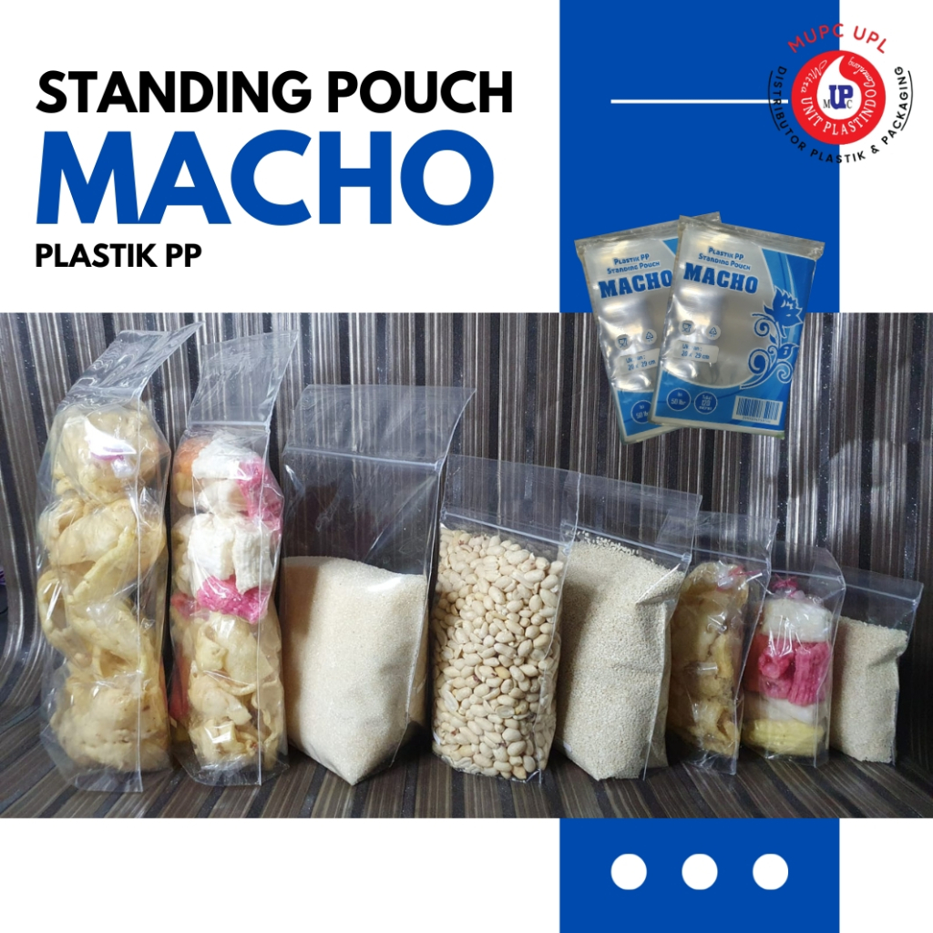Standing Pouch Macho single seal 12x20 / Plastik Standing Pouch/ Packaging Makanan