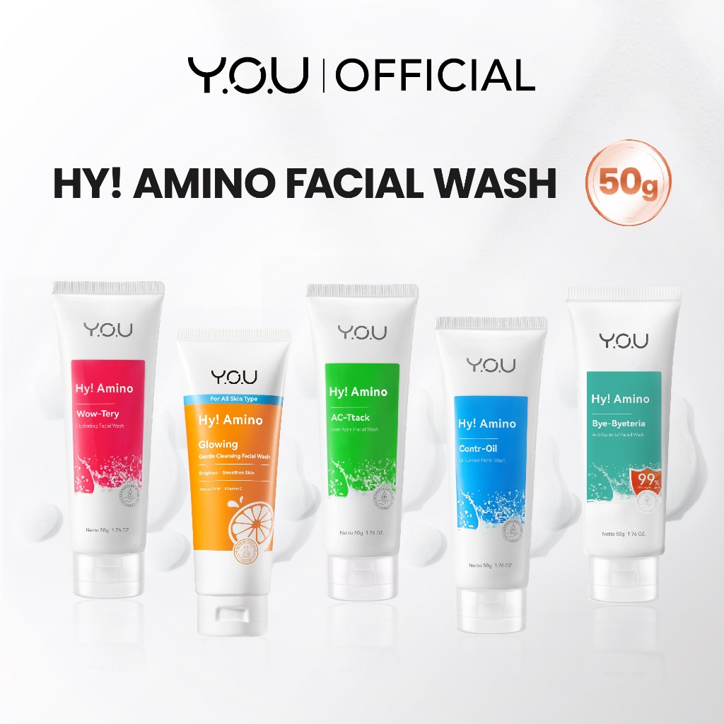YOU Hy Amino Facial Wash 50g Anti Acne, Hydrating, Brightening, Oil Control Sabun Cuci Muka