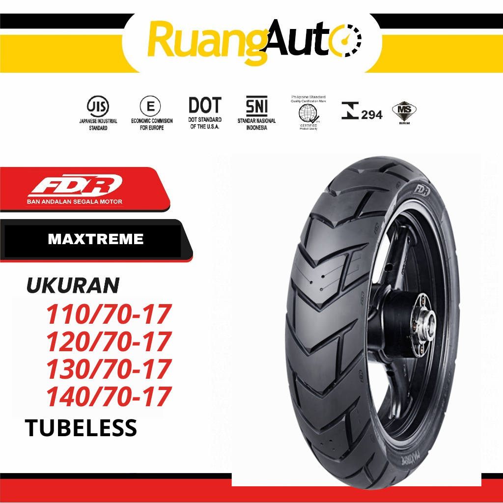 BAN MOTOR RING 18 FDR MAXTREME  UKURAN | 110/70 | 120/70 | 130/70 | 140/70 | RING 17 TUBELESS | TUBL