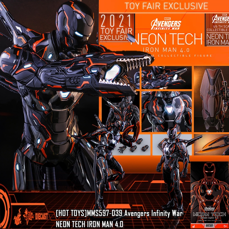 READY Hot Toys Figure Iron Man Mark 50 Neon Tech 4.0 Superhero Avengers Infinity War Exclusive 2021