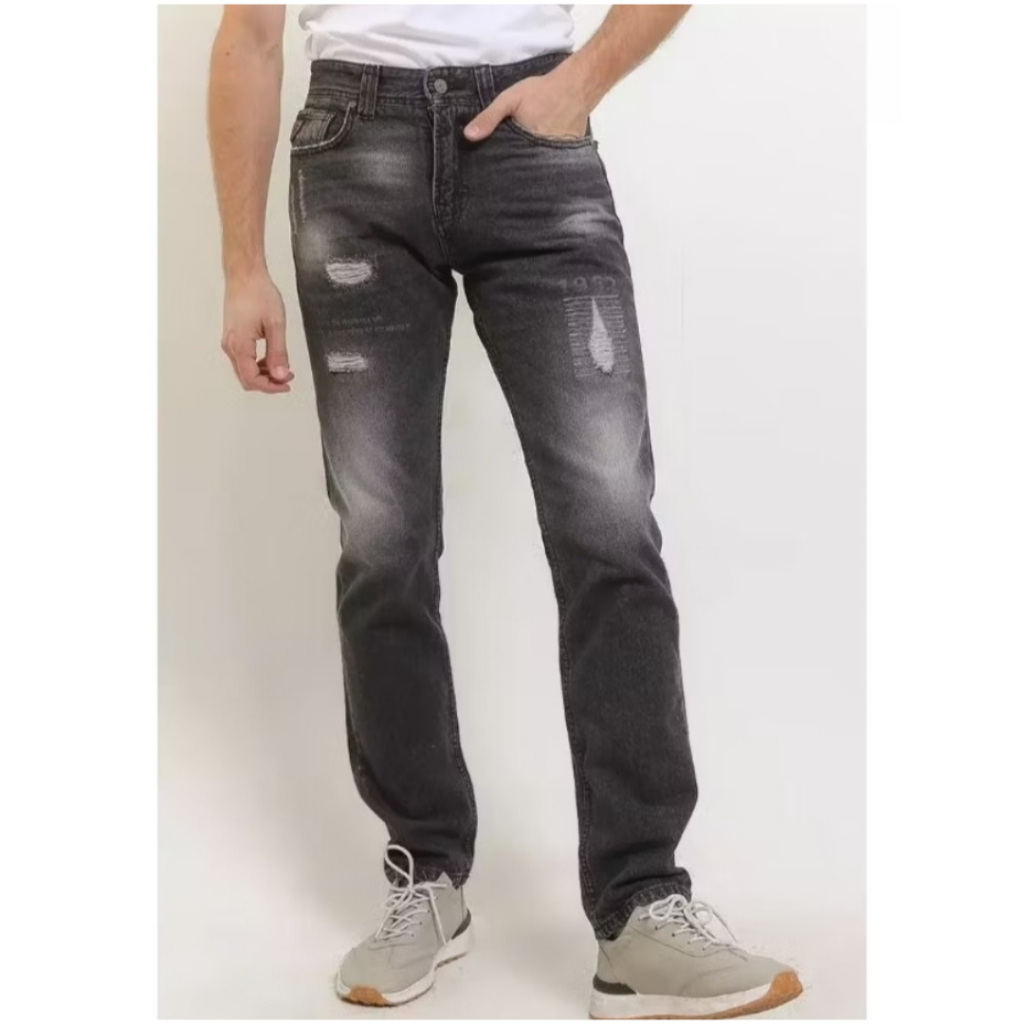 CELANA JEANS PANJANG HITAM RIPPED LOIS CFL068PX