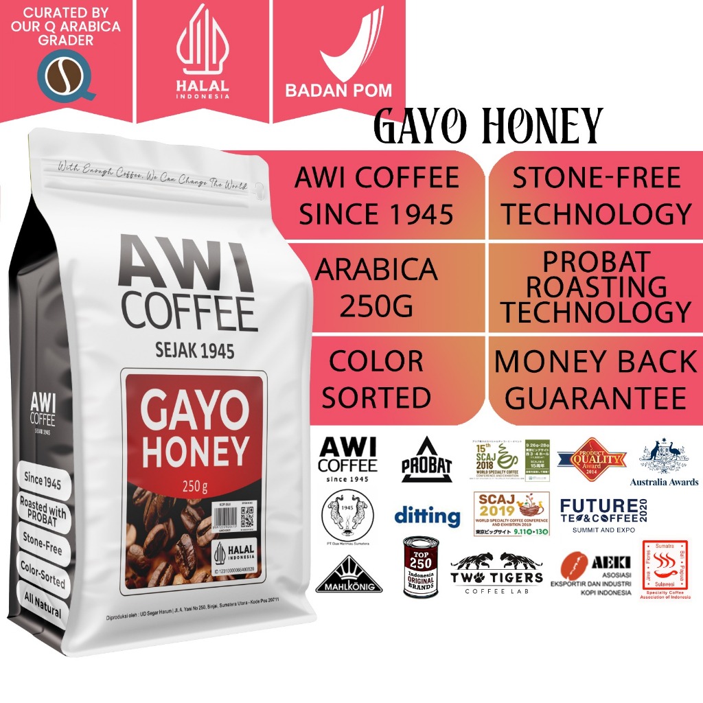 

GAYO BLACK HONEY 250g | Arabica Roasted Coffee Beans| Aceh Gayo Specialty | Arabica | AWI COFFEE