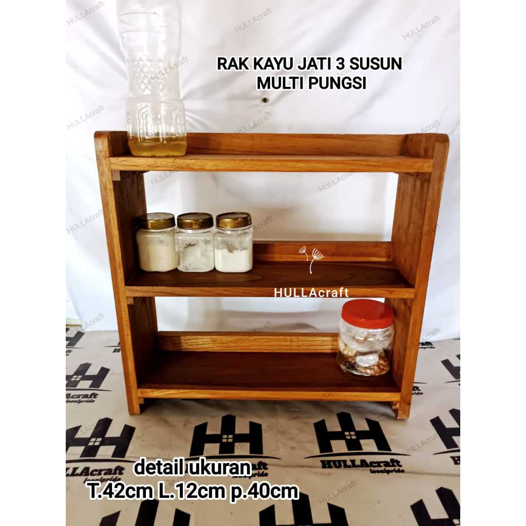 DISKON RAK KAYU 3 SUSUN KAYU JATI/RAK NOVEL KAYU/RAK KOSMETIK 3 SUSUN MURAH