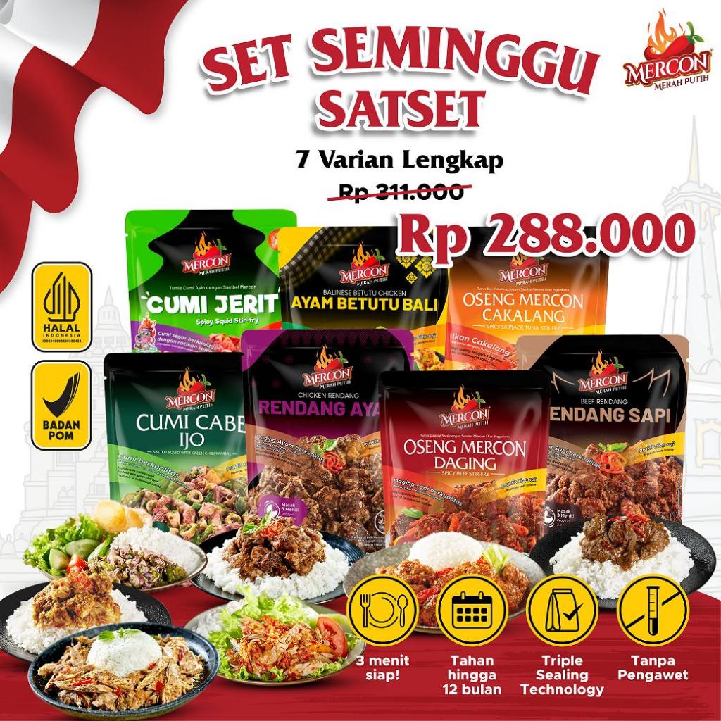 

[ BELI 4 GRATIS 3 ] Set Seminggu Satset 7 Pack All Varian Best Seller - MERCON MERAH