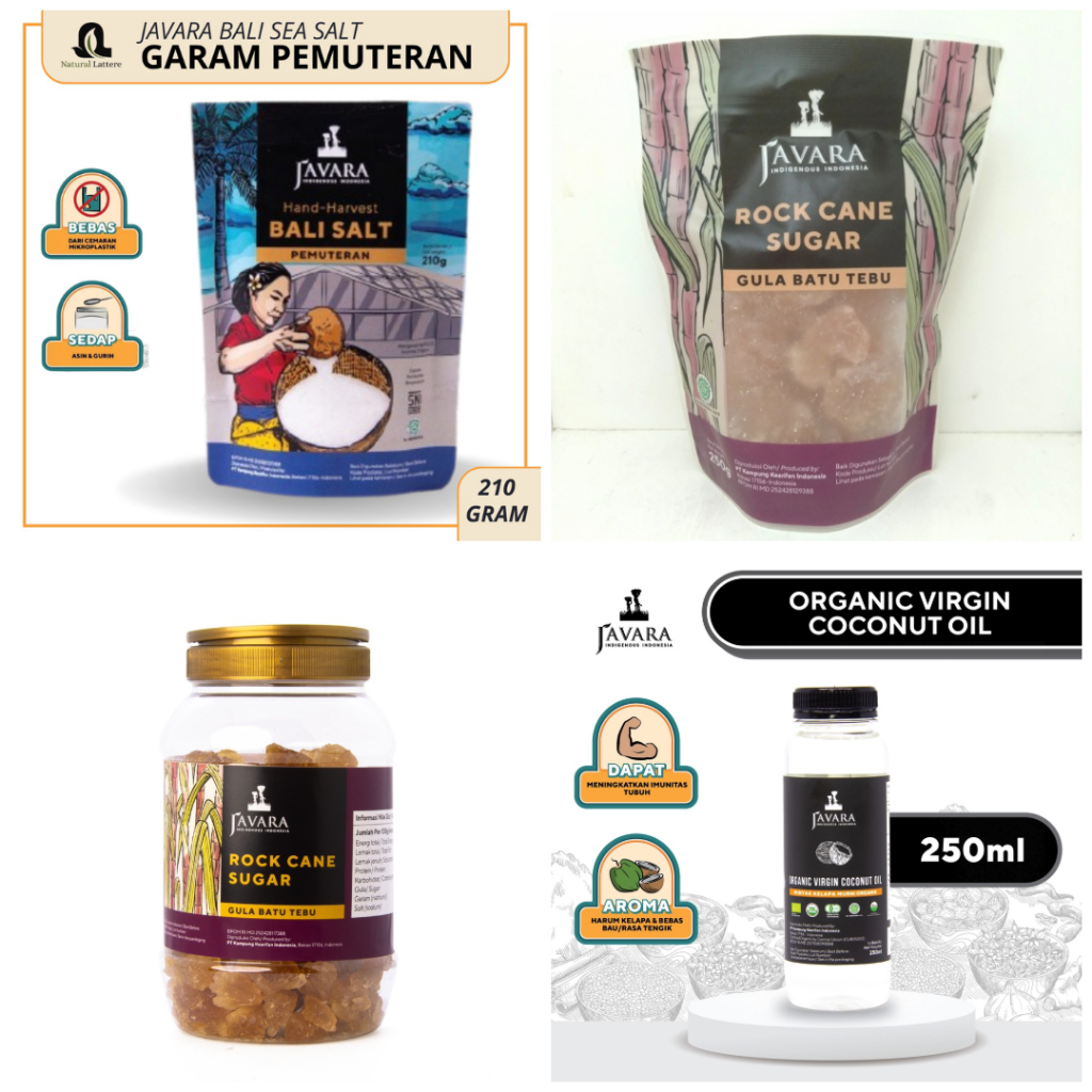 

javara varian kemasan rock cane sugar gula batu tebu pemanis / bali salt garam kebutuhan memasak